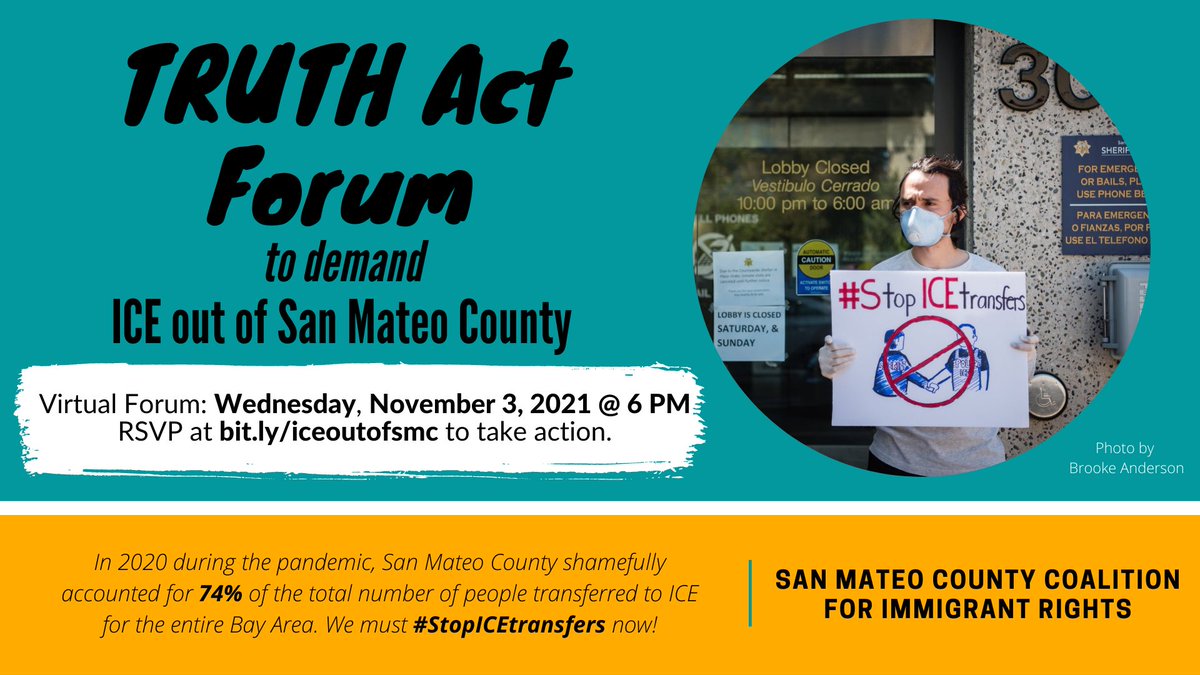 AsianLawCaucus's tweet photo. 2020 ICE transfers per Bay Area county:
- Marin County: 0
- San Francisco: 0
- Contra Costa: 0
- Napa: 0
- Santa Clara: 0
- Sonoma: 0
- Solano: 1
- Alameda: 8
- San Mateo County: 26
RSVP & Sign up for public comment at San Mateo County's #TruthAct Forum: https://t.co/PEQTWXrjOU https://t.co/yvlVwAOHDs