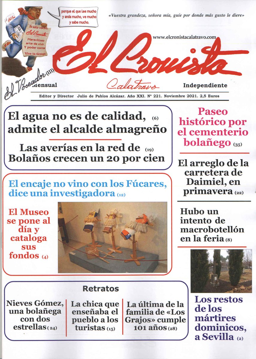 ¿Sabes cuál es la calle de los periódicos? ¿Has visitado el cementerio de Bolaños deteniéndote en sus lugares más antiguos y conociendo sus detalles históricos?
     Si ves que se acerca el día primero de cada mes y aparece esta portada en tu pantalla........