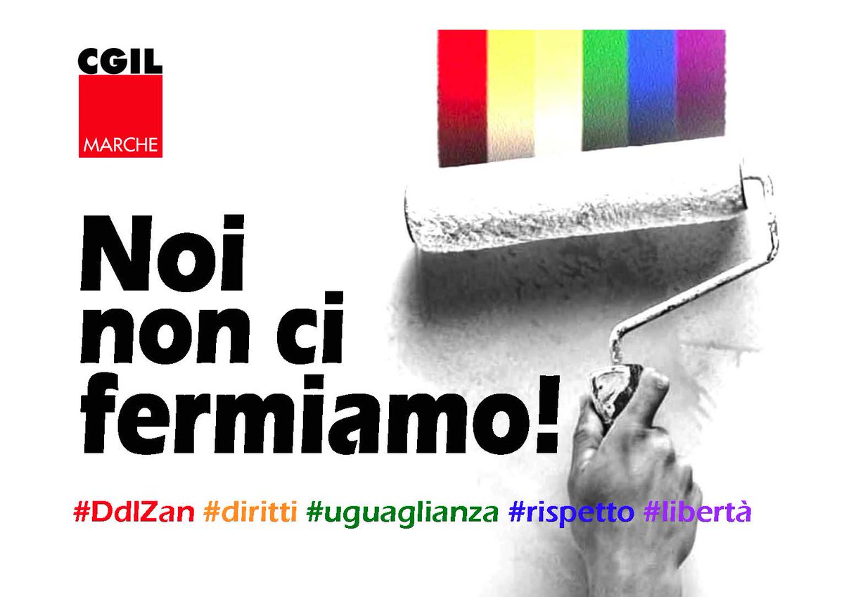 🌈  #DdlZan, affossata una legge di civiltà: ma non finisce qui! Noi non ci fermiamo! La #Cgil Marche domani sarà in piazza ad #Ancona e #Pesaro al fianco della comunità Lgbt. facebook.com/75156169490976… <a href="/collettiva_news/">Collettiva</a> <a href="/cgilnazionale/">CGIL Nazionale</a> @sgallit <a href="/MarchePride/">Marche Pride</a>