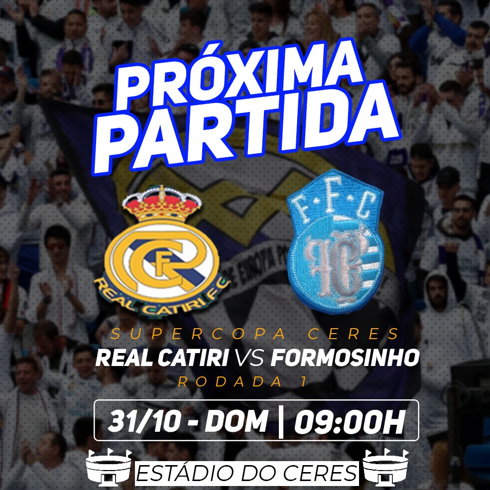 RealCatiri's tweet photo. ESTAMOS DE VOLTA!!

Depois de um longo tempo fora dos gramados, a equipe do Real Catiri retorna a campo no próximo domingo, no campo do Ceres, para enfrentar a equipe do Formosinho Futebol Clube, pela primeira rodada da Supercopa Ceres, às 09h da manhã. https://t.co/ma65ZhdatV