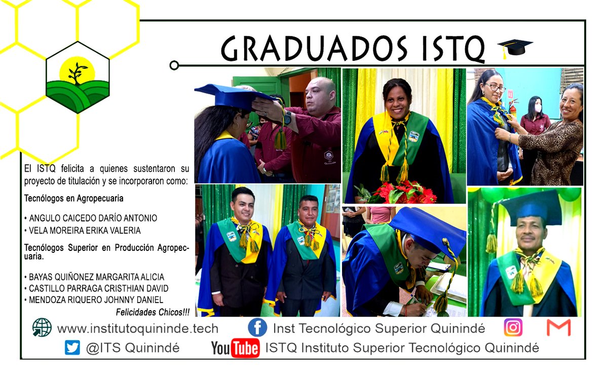 ITSQuininde's tweet photo. El ISTQ se llena de orgullo y felicita a quienes sustentaron su proyecto de titulación y se incorporaron como Tecnólogos en Agropecuaria 👩🏻‍🎓 y Tecnólogos superior en producción agropecuaria👨🏻‍🎓
Felicidades chicos y mucho éxito en su etapa profesional👏👏👏
#somosISTQ #ISTQSabeHacer https://t.co/3XTlsqcQwS