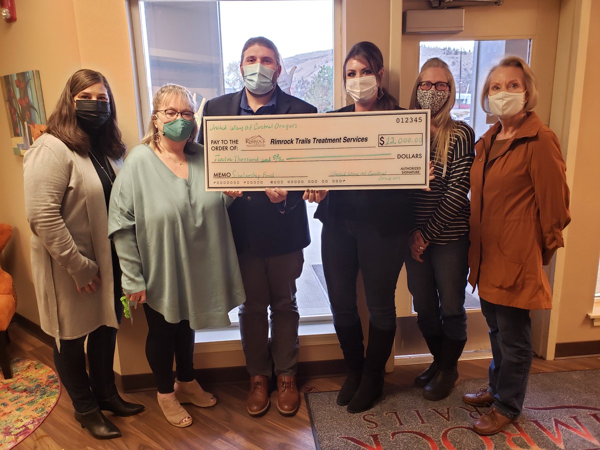 United Way of Central Oregon awarded $12,000 grant to Rimrock Trails Treatment Services in Prineville.
A scholarship fund will be established to ensure all individuals have access to behavioral health services provided in the Rimrock Trails outpatient treatment program.
