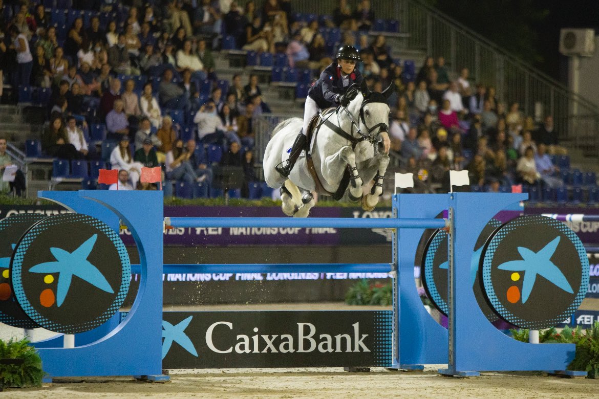 CSIOBarcelona's tweet photo. Breathtaking 💥
Penelope Leprevost 🇫🇷 &amp; GFE Excalibur de la Tour Vidal. 

📸 @nacholano 

#csiobarcelona #longinesfeijumpingnationscupfinal #rcpb #penelopeleprevost #exalibur #horse #showjumping https://t.co/kRrZiIbSjW