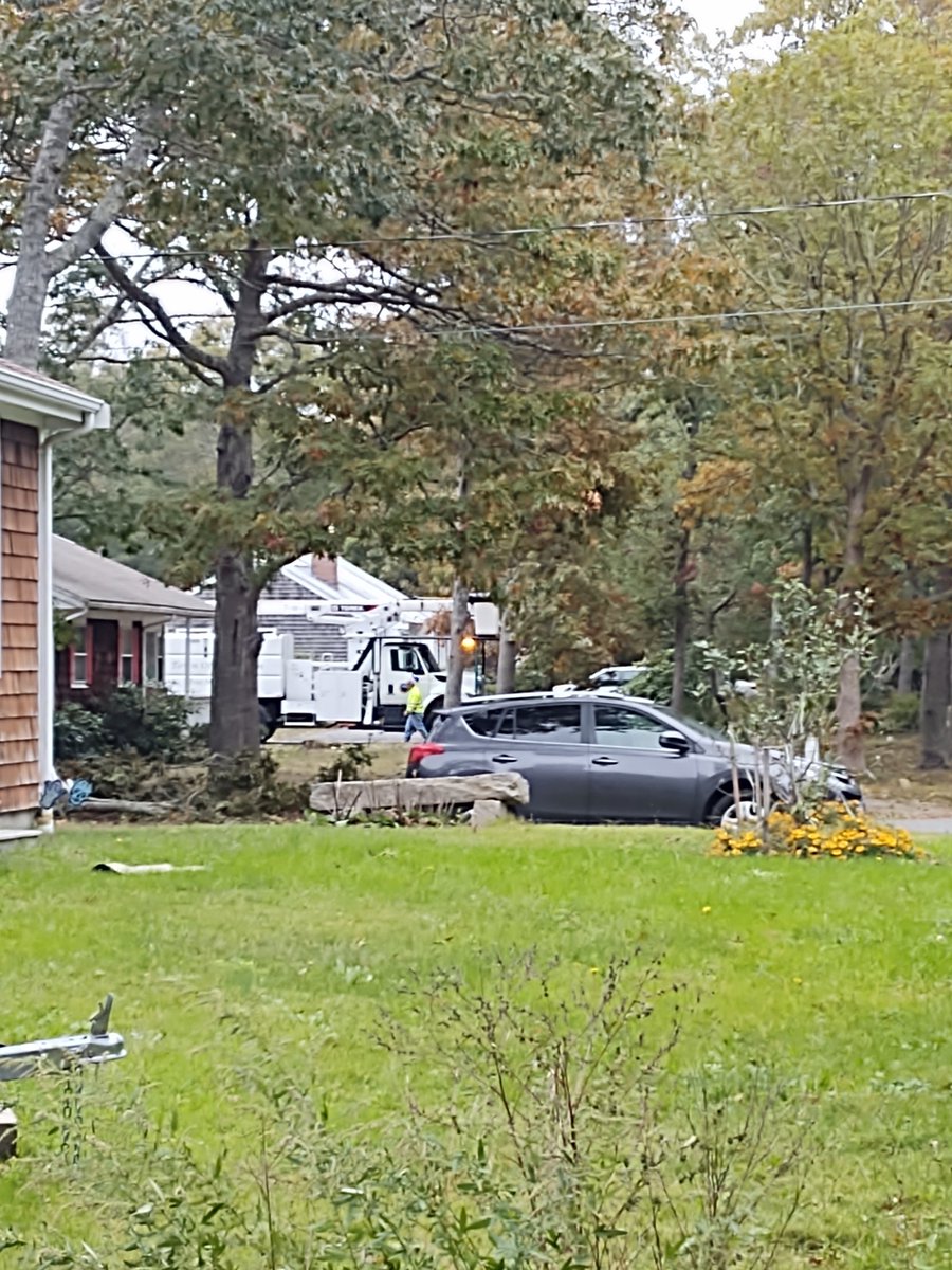 MMarkir's tweet photo. That there is a beautiful sight, as we hit 60 hours without power! Never seen street-to-street damage like this so major props to #Wareham / #OnsetMA officials, @Wareham_Fire / @FireOnset and @EversourceMA crews 🙏 https://t.co/k6akgcMWjh