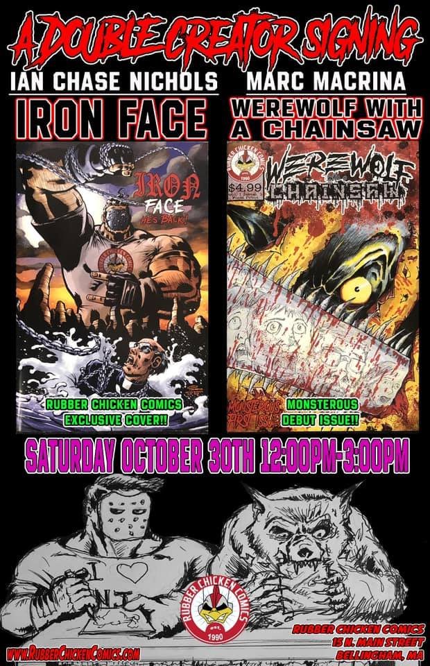 IanCNichols's tweet photo. Tomorrow! I'll be at Rubber Chicken Comics in Bellingham, MA signing their EXCLUSIVE IRONFACE #1 Dio Homage Variant Cover from @IronfaceStudios
#IRONFACE #comics #independentcomics #creatorownedcomics #variantcover #comicbooks #DIO #HolyDiver https://t.co/K8vy5kcy1T