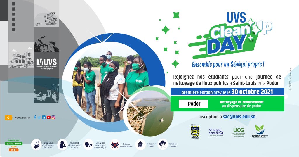 unchk_sn's tweet photo. [#ServiceALaCommunauté]

Plus que quelques heures avant le lancement du programme « #UVS_CleanUpDay ». Dans le Nord, en plus des activités à Saint-Louis, il est prévu demain le nettoyage et le reboisement🌱du dispensaire de #Podor.

Ensemble pour un #Sénégal propre !

#UVS_SAC https://t.co/2N3NhkpOGz