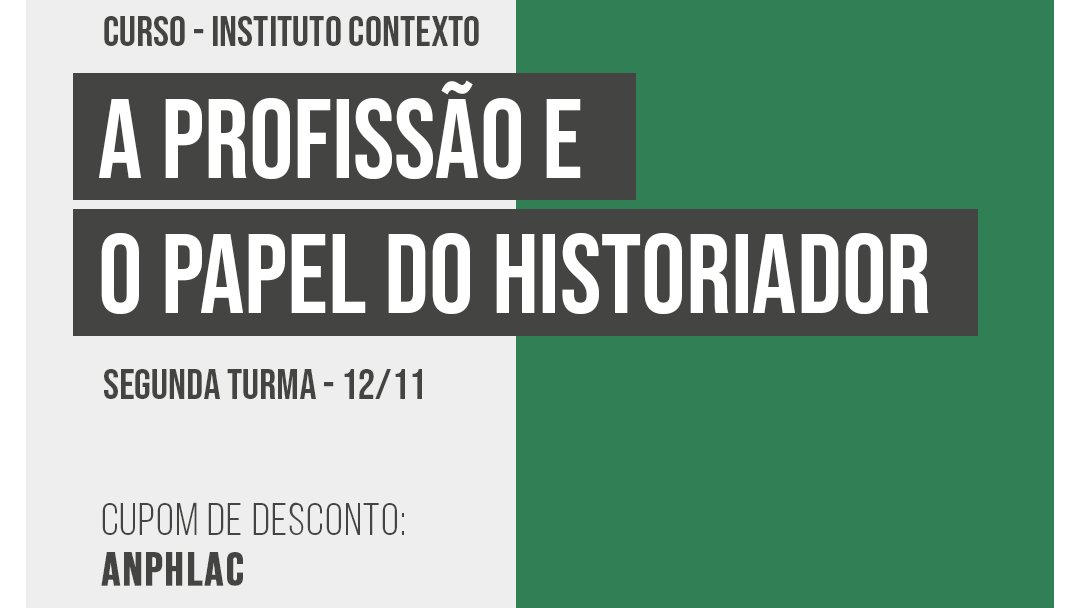 Curso ministrado pelos professores Tania Regina de Luca (<a href="/Unesp_Oficial/">UNESP</a>), Pedro Paulo Funari (<a href="/unicampoficial/">unicampoficial</a>) e Marcos Napolitano (<a href="/usponline/">USP - Universidade de São Paulo</a>)

Mais informações
bit.ly/profissao_hist…

Cupom de desconto: ANPHLAC

#historia #contexto #professores #pesquisadors #conhecimento