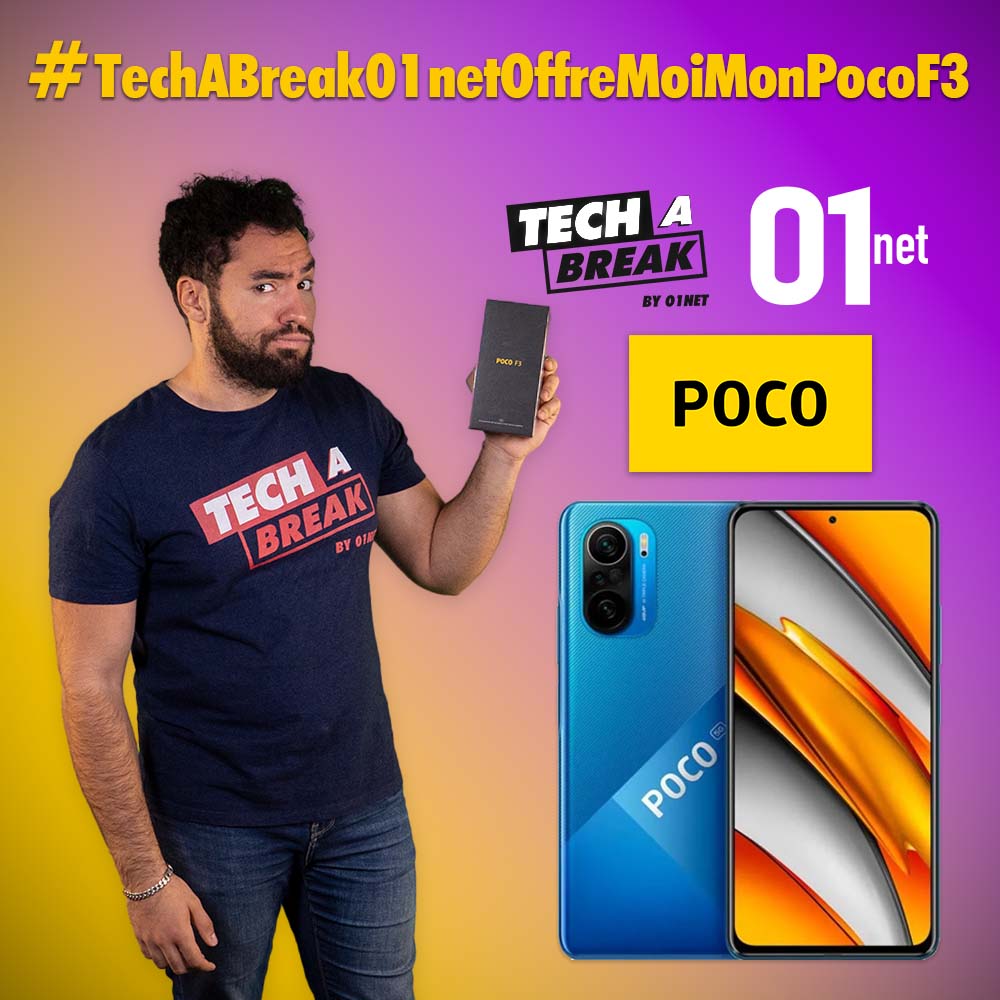 01net's tweet photo. #CONCOURS 

On vous offre votre smartphone Poco F3 📱

Pour participer : 

- Follow @01net et @POCOFrance 
- RT ce tweet 
- Tweet sur le #TechaBreak01netOffreMoiMonPocoF3 et montre nous le fond d'écran que tu mettras sur le téléphone si tu le gagnes ! 👀

Bonne chance ! 🍀 https://t.co/Iv234wCyYr