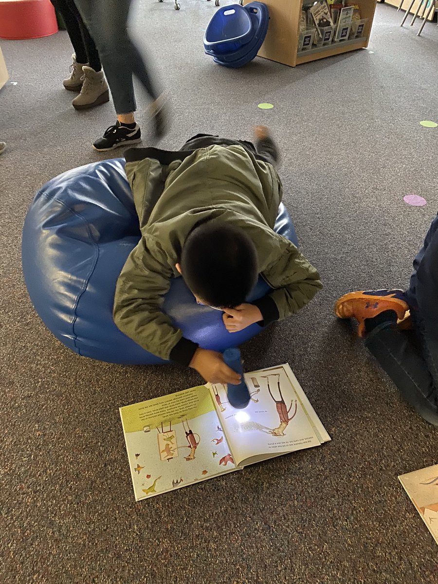 pnanavatiD34's tweet photo. We can read spooky books using our flashlights in Mrs.Freely’s library! #flashlightfun #spookybooks #weareD34 @glenview34 @mrs_hochman_D34 https://t.co/w3rUA3mr8j