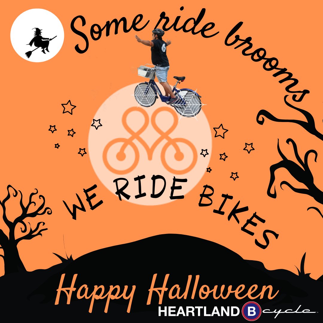 HeartlandBcycle's tweet photo. Happy Halloween!!!  🎃

We hope Spooky 👻 SZN has been treating you all well. Check out a E-bike to visit your favorite places this weekend. 

Remember to wear your reflective gear while riding after sunset!! https://t.co/CgqFJZPNDc
