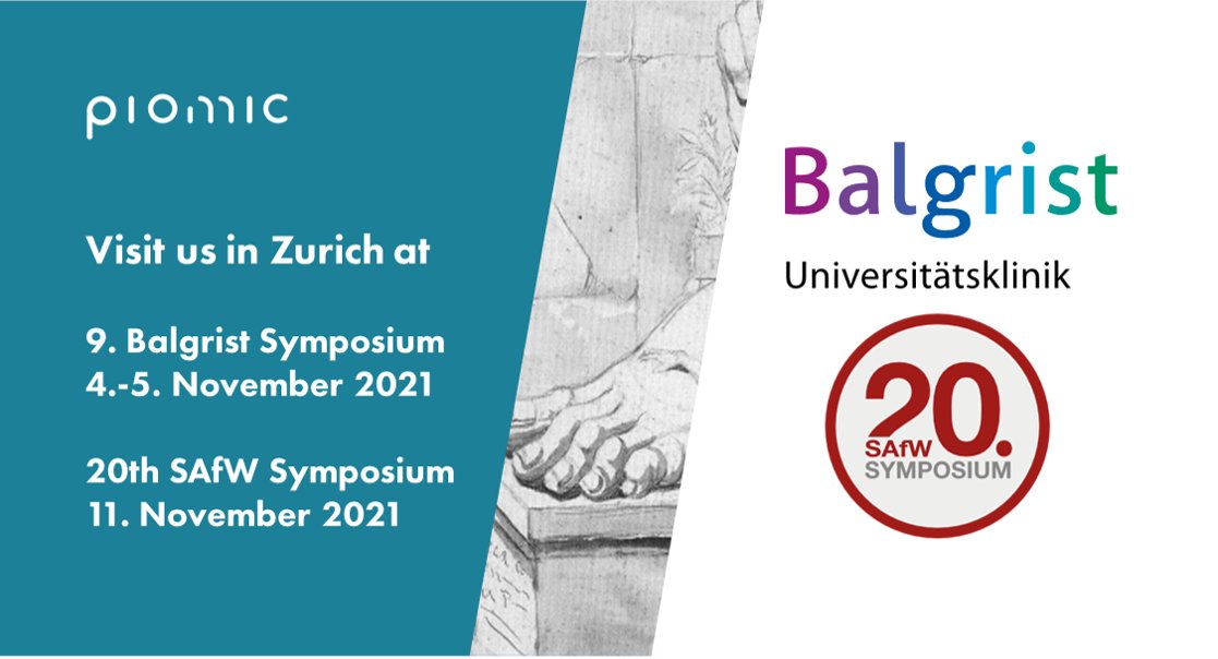 Piomic_Medical's tweet photo. Interested in the latest treatment options for chronic wounds?

Visit us at our booth at the upcoming “9. @derbalgrist Symposium zum diabetischen Fuss” on the 4th-5th of November or at the “20th SAfW Symposium” at @technopark_zh  on the 11th of November in Zurich.
#medtech https://t.co/mxbBOmV06Q