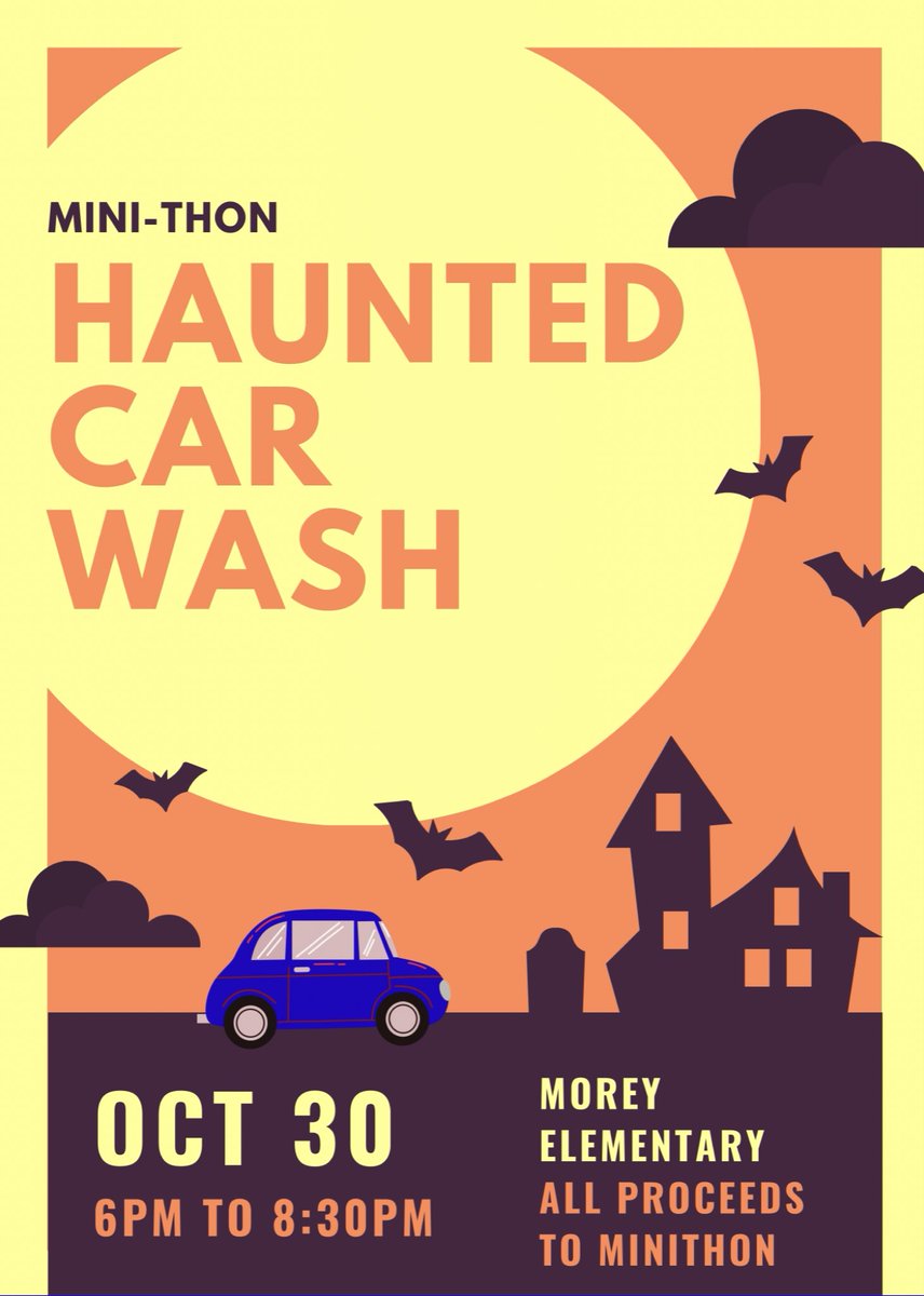 sburgminithon's tweet photo. Come to Morey tomorrow night between 6 and 8:30 to celebrate halloween with a spooky carwash!!  👻💀🦇🚗🧼 https://t.co/8xDbRdo6ZK