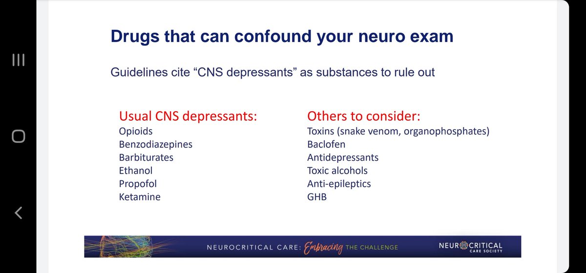 ETNCCRX's tweet photo. @salkanji discusses pharmacologic confounders in #braindeath @neurocritical:
👉🏽no need to wait for complete elimination, just therapeutic range or less
👉🏽T1/2 altered in ICU
👉🏽prolonged infusions affect Vd, Cl
👉🏽be conservative with estimates

#NCS2021 
#NCSPharmacy https://t.co/jS5D3UjdN5