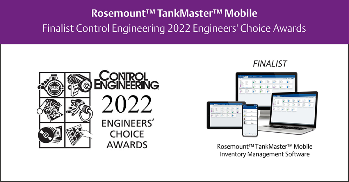 EMR_Automation's tweet photo. 📣 Happy to announce that the Rosemount #TankMasterMobile software from Emerson has been chosen as a finalist in the Asset Management category, of the Control Engineering 2022 Engineers’ Choice Awards program! https://t.co/ciq4f2m0WA https://t.co/YBMkKHj4ay