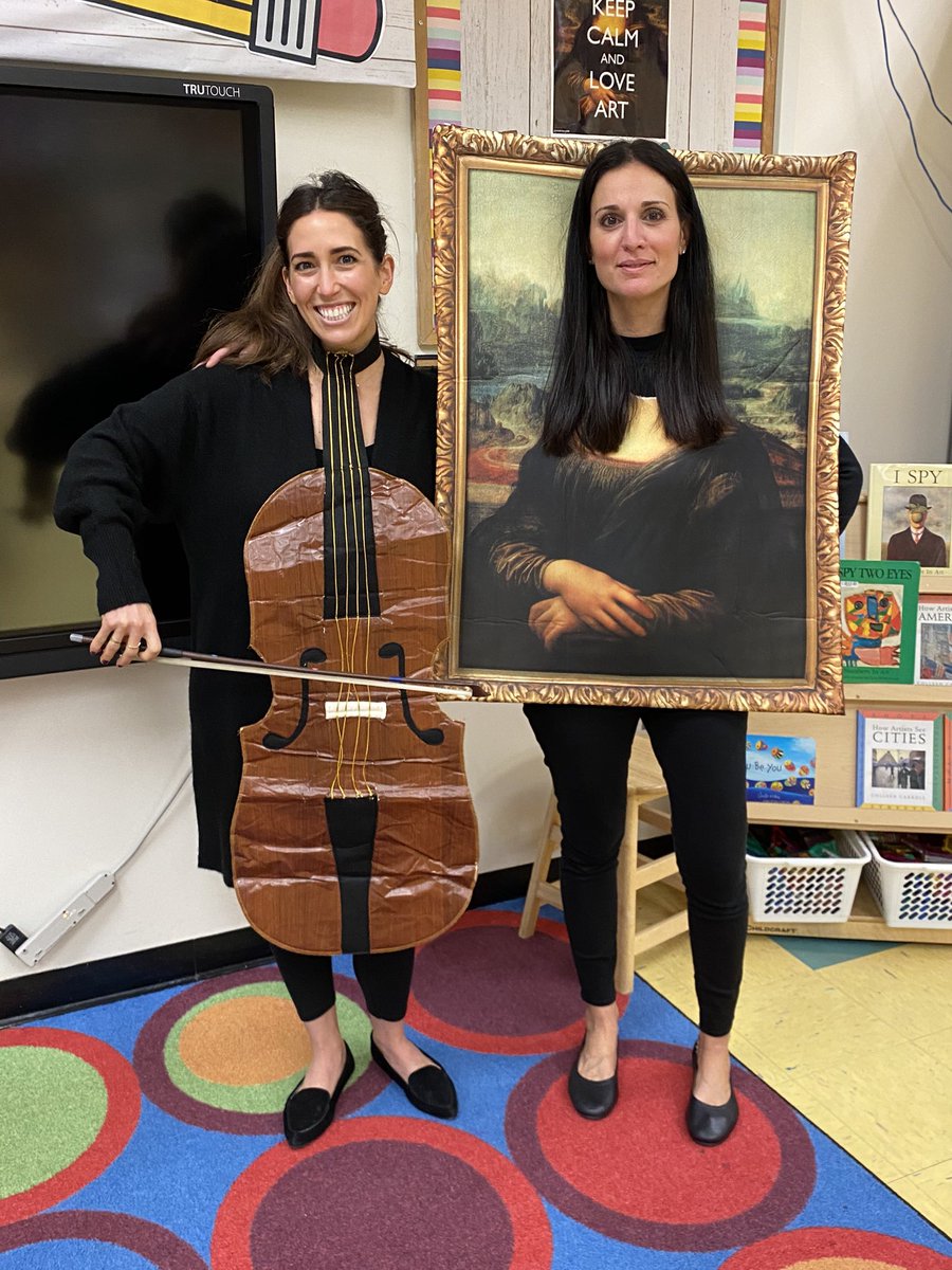 Mona says, #HappyHalloween! #artteacher #Monalisa #arted #mybossisthebest #wedoitforthekids #cello #specialsteacher #ewlearns @NorthSideOrch #elementaryteachers #art #FridayVibes