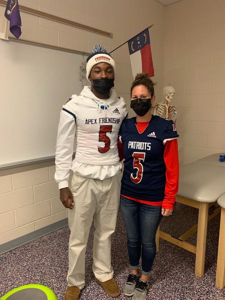 ayelmini's tweet photo. Proud to wear #5 @JudahMWilson1 this year! Go Patriots! 🏈 @AFPatriotFB https://t.co/DC1ncJ7Xck