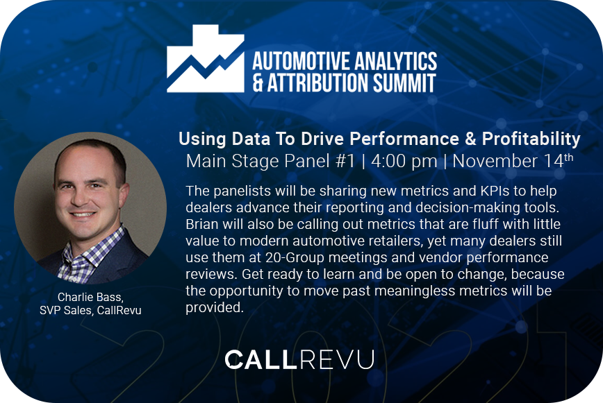 Join us at AAAS, The Automotive Analytics and Attribution Summit, hosted by <a href="/BPE_Automotive/">Brian Pasch Enterprises #BPE</a>, where Charlie Bass will be featured on a panel discussing using data to drive performance and profitability! 

Learn More: bit.ly/2Zvwfj2