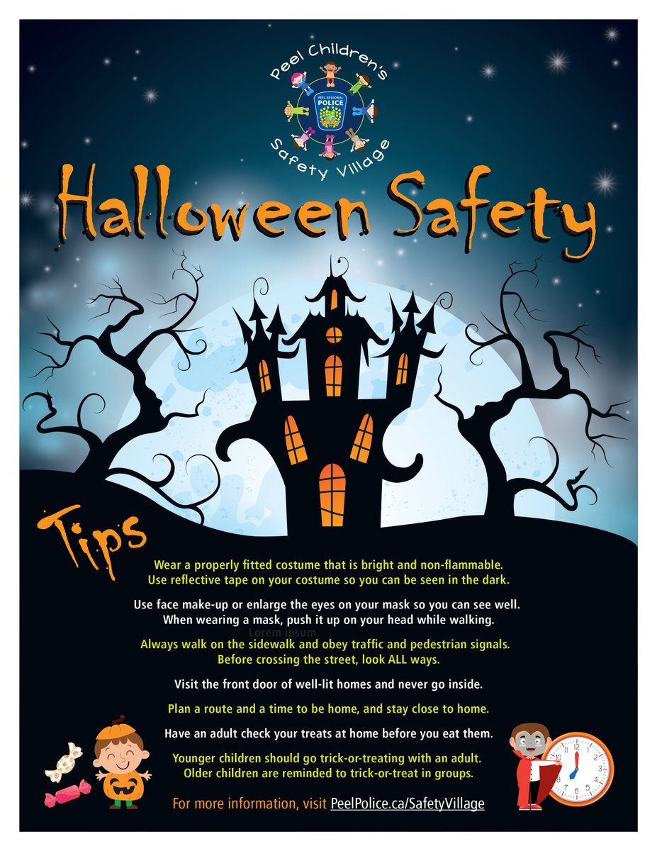 PeelKidsSafety's tweet photo. We want to make sure everyone has a fun and safe Halloween.  Here are some #halloweensafety tips!  #besafe #havefun #TrickOrTreat https://t.co/RRe88nwMXg