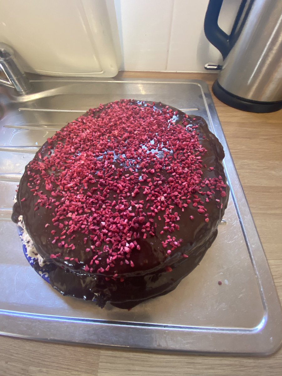 sezl's tweet photo. Over the top, bursting at the seams, hidden chilli fire but surprisingly fragile … I give you … my #menopausecake! https://t.co/7IYTvcRqHT
