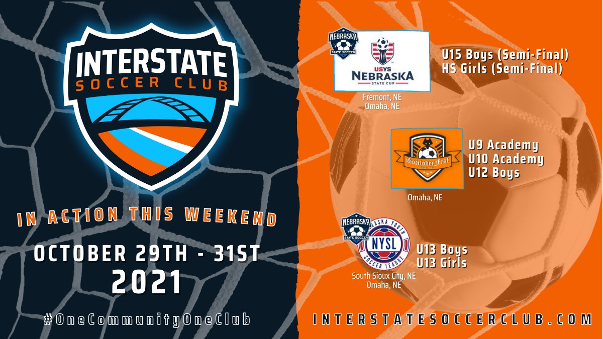 interstate_sc's tweet photo. ⚽🟠🔵 Nebraska State Soccer State Cup Semi's, Metro Omaha Wolves Soccer Club Socctoberfest, and Nebraska Youth Soccer League games all happening starting tonight as we near the end of the fall outdoor season! Good luck players and coaches! 🔵🟠⚽ #OneCommunityOneClub https://t.co/xBIo79AL0q