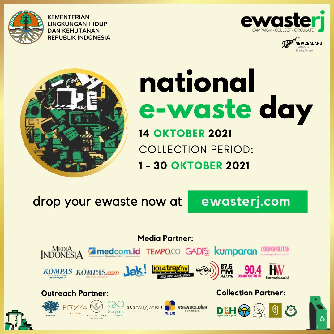 Weekend rebahan ❌
Weekend beres-beres sampah elektronik ✅

Yuk guys mumpung masih berlangsung NATIONAL EWASTE DAY; dimana kamu bisa ngebuang ewaste di dropzone yang tersebar. Yuk segera, soalnya bbrp zone hanya available di bulan ini saja.
Check ewasterj.com sekarang