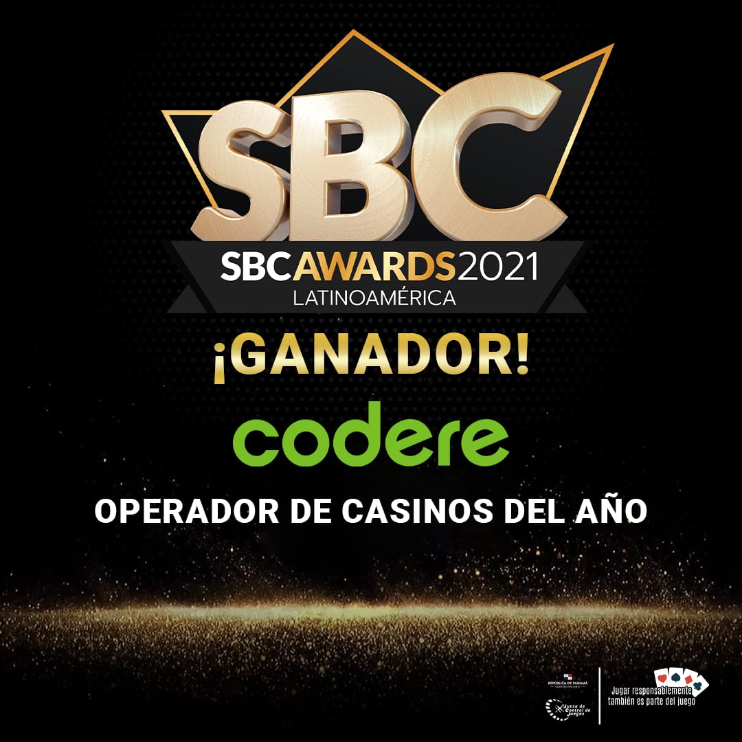 ⭐ Codere, mejor operador de casinos del año en los premios #SBCAwardsLatinoamérica 2021 ⭐

Un reconocimiento que supone un nuevo estímulo para seguir trabajando con esfuerzo y entusiasmo y continuar creciendo en Latinoamérica 👏🏻