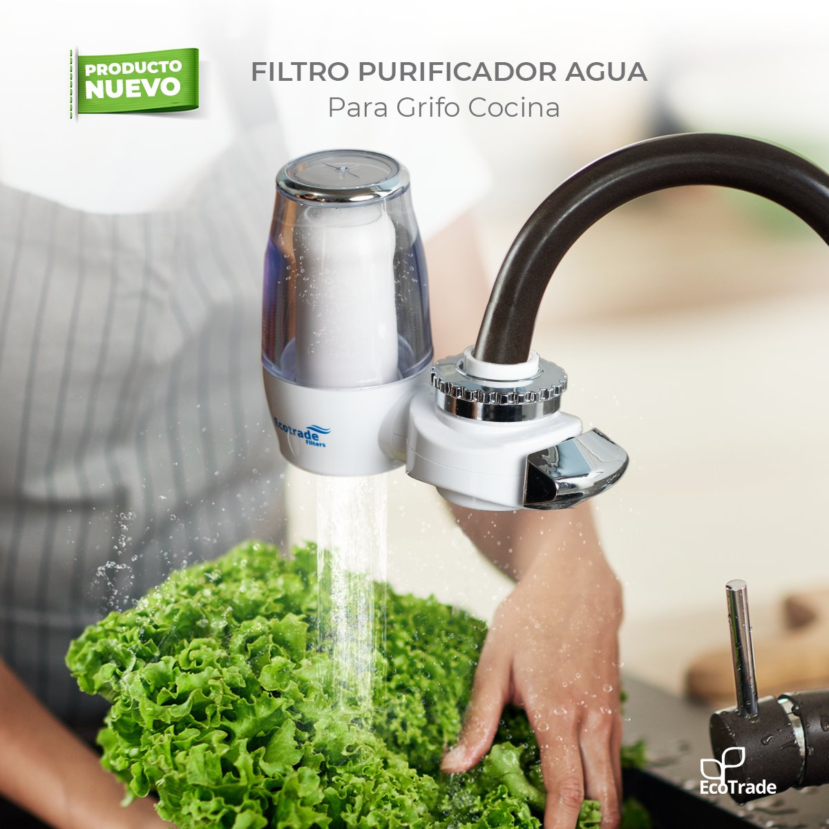Ecotrade on X: ✓Filtro purificador de agua para grifo de cocina casero  Brinda agua limpia y fresca en cuestión de segundos. ✓Es segura y saludable  para lavar verduras, cocinar, lavar etc. Hecho