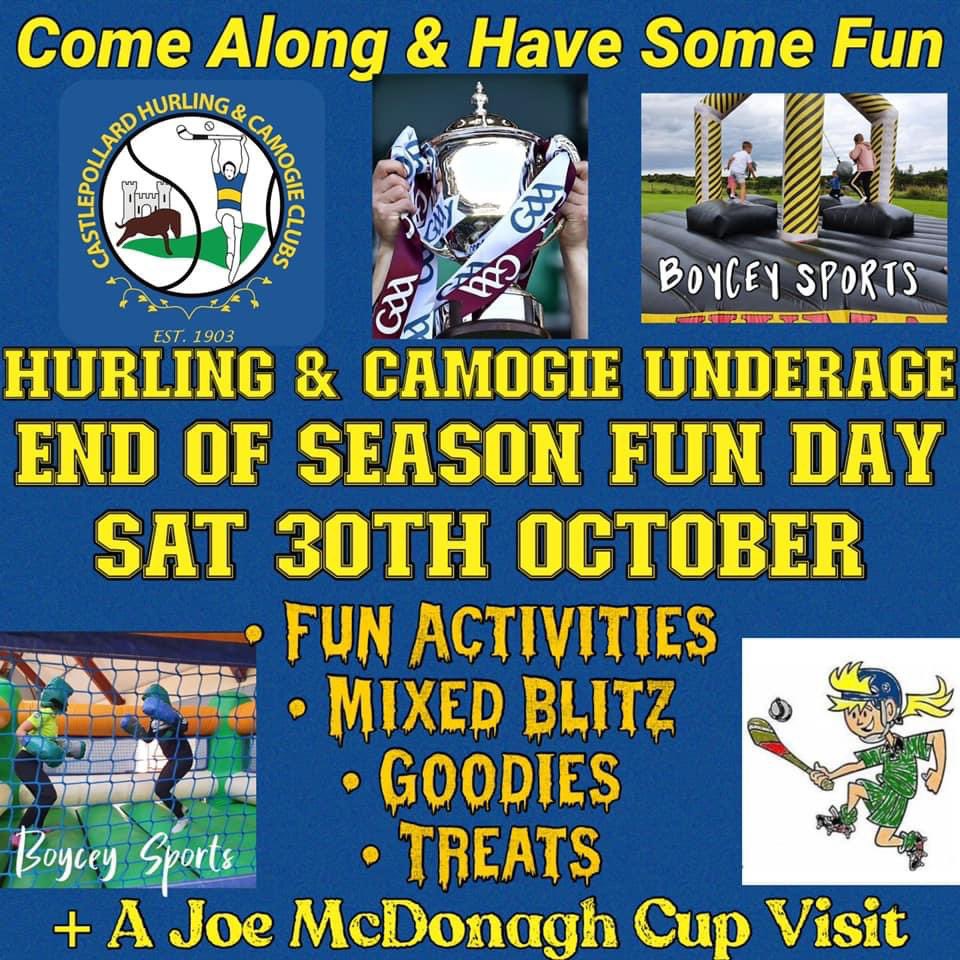 Underage End of Year Family FUNDAY
🔹All Welcome! Members New and Old.
🔸Saturday morning 30th October with lots of fun for everyone…
🔹 Everything kicks off at 10am with Mixed Club Blitz for underage Boys and Girls
🔸 Lots of Cups are being Played for

SEE YOU TOMORROW 👋