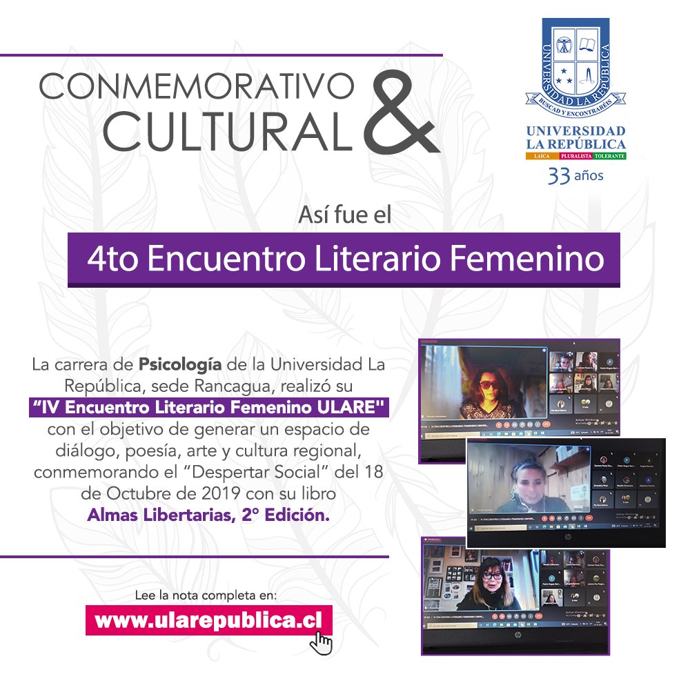 ularepublicacl's tweet photo. La autogestión femenina de escritoras, poetisas y creadoras de la Universidad La República https://t.co/4aS6cPYWCK
