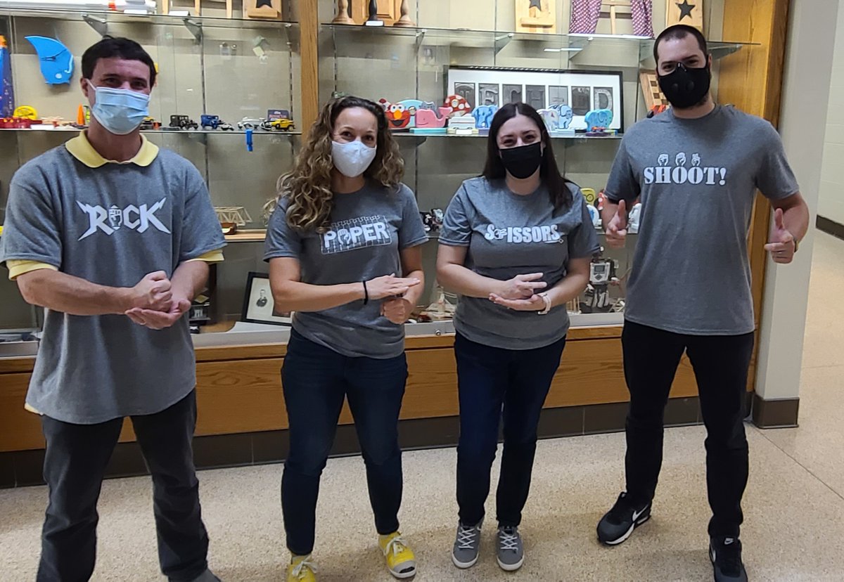 HallmanCBSD's tweet photo. Happy Halloween from your Tech & Art Specialists at @CBHolicongMS. Who would you win against?! #RockPaperScissorsShoot #RPS https://t.co/4r99xt8u8h