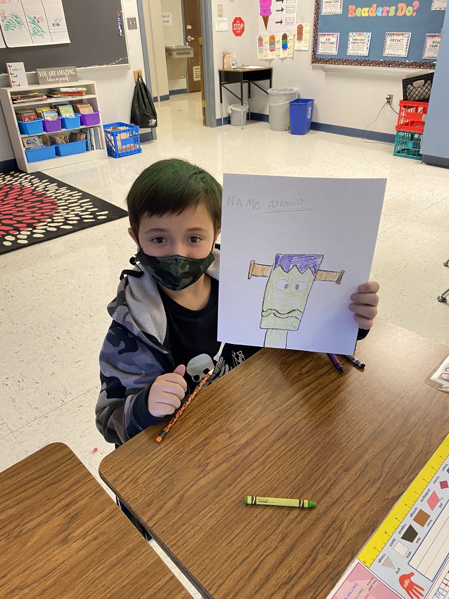 PSD_MsHickmott's tweet photo. Thanks @PSD_EReichert for the directed drawing activity! They had so much fun making Frankenstein 🎃👻 https://t.co/qFEIyX4Zgr