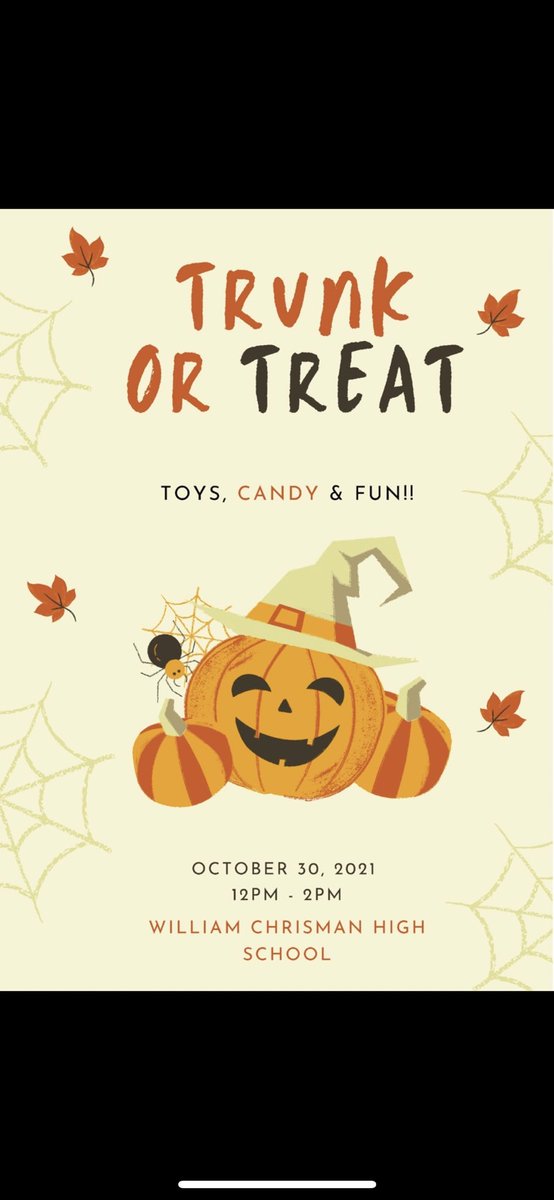 WCSTUCO's tweet photo. We hope to see you tomorrow at our Trunk or Treat! Please park cars in the student parking lot and we will have our activities set up in the front entrance circle! @ISDSchools https://t.co/eUTbHvQ9Gq