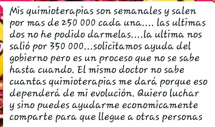 amauri2042's tweet photo. Hola ayudemos a lissette en su lucha contra el cáncer https://t.co/Y2KaXWVsOy