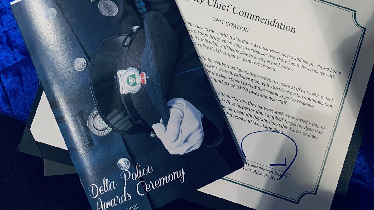InspKimCampbell's tweet photo. Attended awards ceremony honouring those who took action in the face of danger or made extraordinary contributions to public safety in Delta. Congrats to DPD officers, civilian staff, volunteers &amp; outstanding citizens who went above &amp; beyond! #DPDStrong https://t.co/811MCL2jjZ