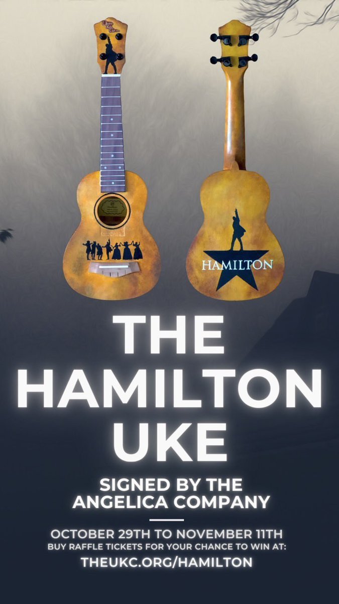 Stephanie_MTBC's tweet photo. Enter to win your very own one-of-kind @HamiltonMusical uke, signed by the Angelica company. All proceeds to the @UkuleleKidsClub to provide #ukuleles &amp; #musictherapy to medically fragile children @Lin_Manuel @LacketyLac @LauraBenanti @leslieodomjr @Phillipasoo @JMunozActor https://t.co/XPL4jxFgfa