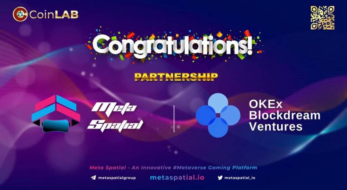 bryanlreal's tweet image. 📢📢 @MetaSpatial_io has just announced the partnership with OKEx Blockdream Ventures. 👏👏

ℹ️For those who doesn&apos;t know, OKEx Blockdream Ventures is a leading fund in blockchain community with initial capital of $100 million and mostly focuses on high-quality projects.