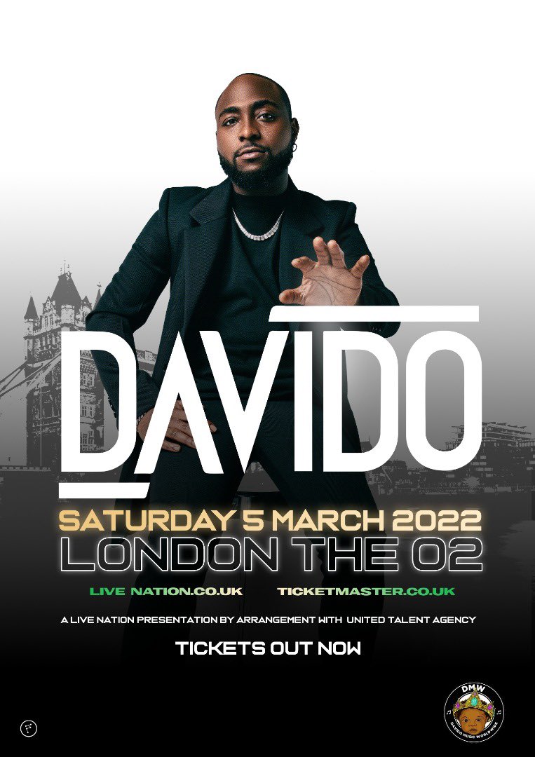 davido's tweet photo. GENERAL SALE TICKETS OUT NOW 🇬🇧😝😝😝😉😈 LETS GOOO!!! @TheO2 !! https://t.co/kBNRr6CreV