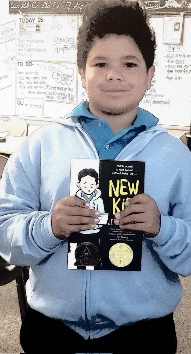 KDEKWINTERS's tweet photo. What a beautiful day for our annual book character Parade! Jayden picked his new favorite character to dress up as. Check out Jordan from New Kid 🌞❤️ @JerryCraft https://t.co/qZYTz9Jupn