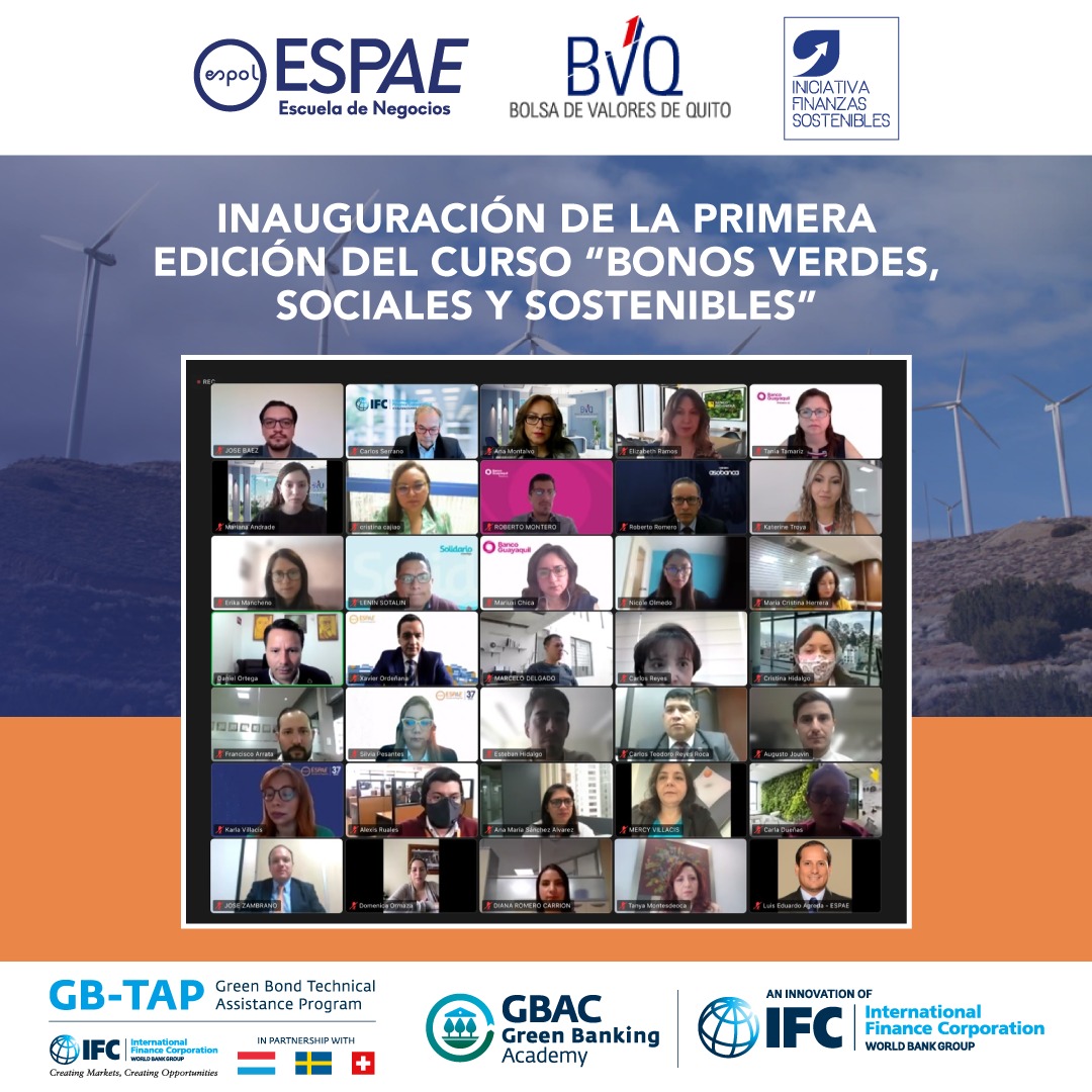 dvortega's tweet photo. Con el apoyo de @IFC_LAC, @ESPAE y @valoresbvq implementen el primer curso “Bonos Verdes, Sociales y Sostenibles” en #Ecuador. Estamos seguros que permitirá acelerar la transformación del sector bancario a la sostenibilidad. Más información 👉 https://t.co/OYTS5YY3nS @IFS_EC https://t.co/hNptD5amrK