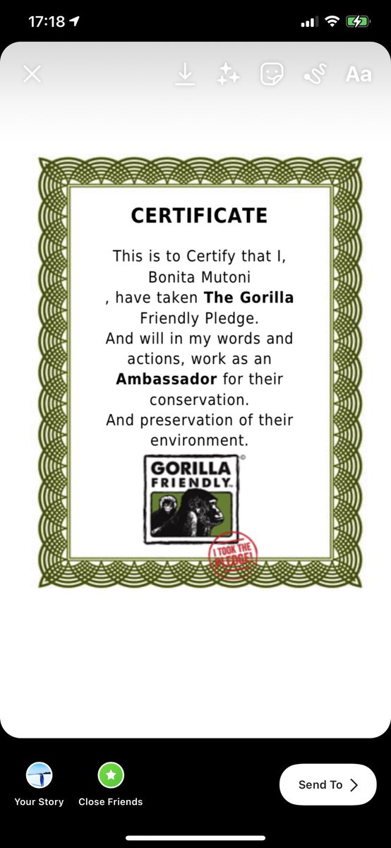I took the pledge <a href="/GorillaFriendly/">Gorilla Friendly</a> Be a Conservation Ambassador and take the pledge too !
