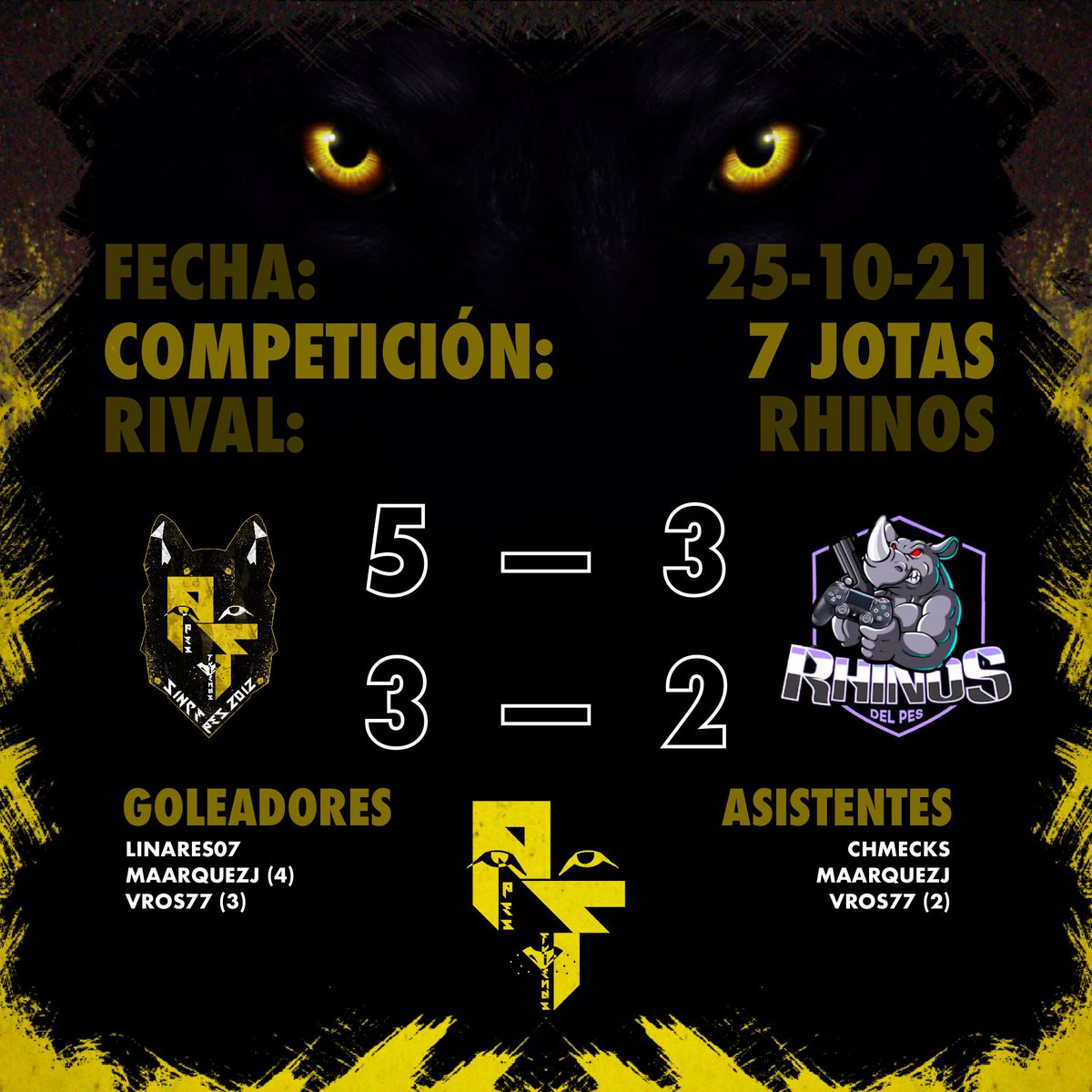 RESULTADOS @liga7jotas frente a <a href="/Rhinospes10v10/">RhinosPES_10v10</a>
