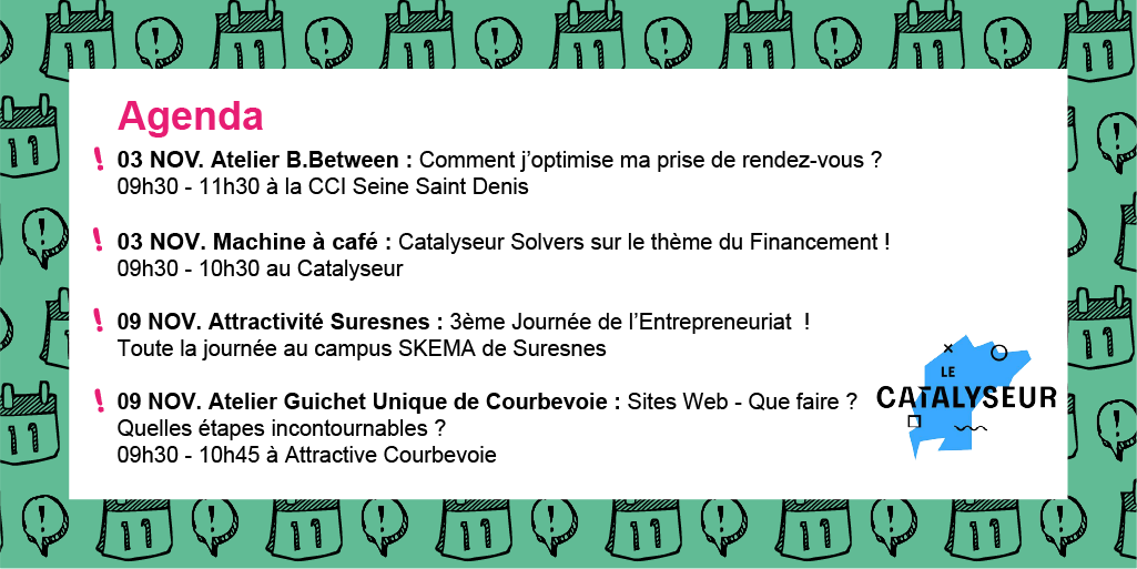 CatalyseurPOLD's tweet photo. #EventCatalyseur 📅
Retrouvez les prochains #evenements du Catalyseur et ses partenaires !
#agenda #event #atelier #web #financement #entrepreneuriat
@EPT_POLD #BBetween @villedesuresnes @EcoCourbevoie https://t.co/kJjh1Myhjh