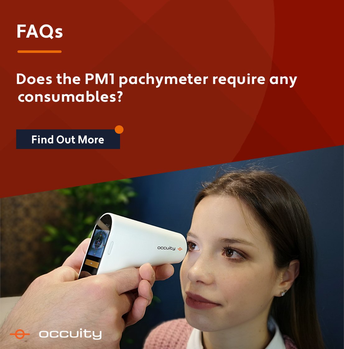 occuity's tweet photo. The answer is NO! The PM1s main advantage is that it is non-contacting – meaning no consumables. Reducing ongoing costs and waste.  
  
To find out more about the PM1 and how it functions, check out this video  https://t.co/QoerCdmBel
  
#pachymeter #optometry #ophthalmology https://t.co/mmqO3lYGxL
