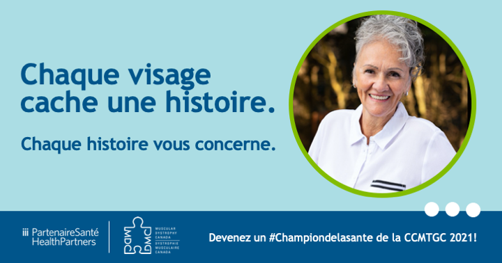 Action_Musclee's tweet photo. Aidez-nous à réécrire l'histoire des maladies chroniques pour des personnes comme Johanne Boudreault. Soutenez 16 organismes caritatifs de la santé comme DMC, en faisant un don à PartenaireSanté pour la campagne annuelle @GCWCC_CCMTGC! #Tousunispourlasanté @giveatwork https://t.co/EtLlYQYHtP