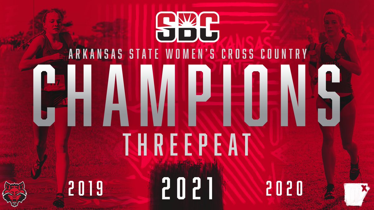 ASTATETRACK's tweet photo. Not 1️⃣...
    Not 2️⃣...

Arkansas State wins the #SunBeltXC Women's Title for the THIRD STRAIGHT YEAR! 🏆

#WolvesUp🐺 https://t.co/CNXIaktXc0
