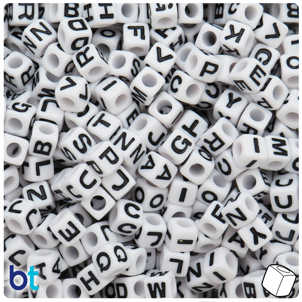 BeadTin's tweet photo. Now available, individual letters in our 7mm cube white opaque alpha beads, 75 beads for $1.89. https://t.co/Q2J5Ea7VCf https://t.co/bVKNFosU0N