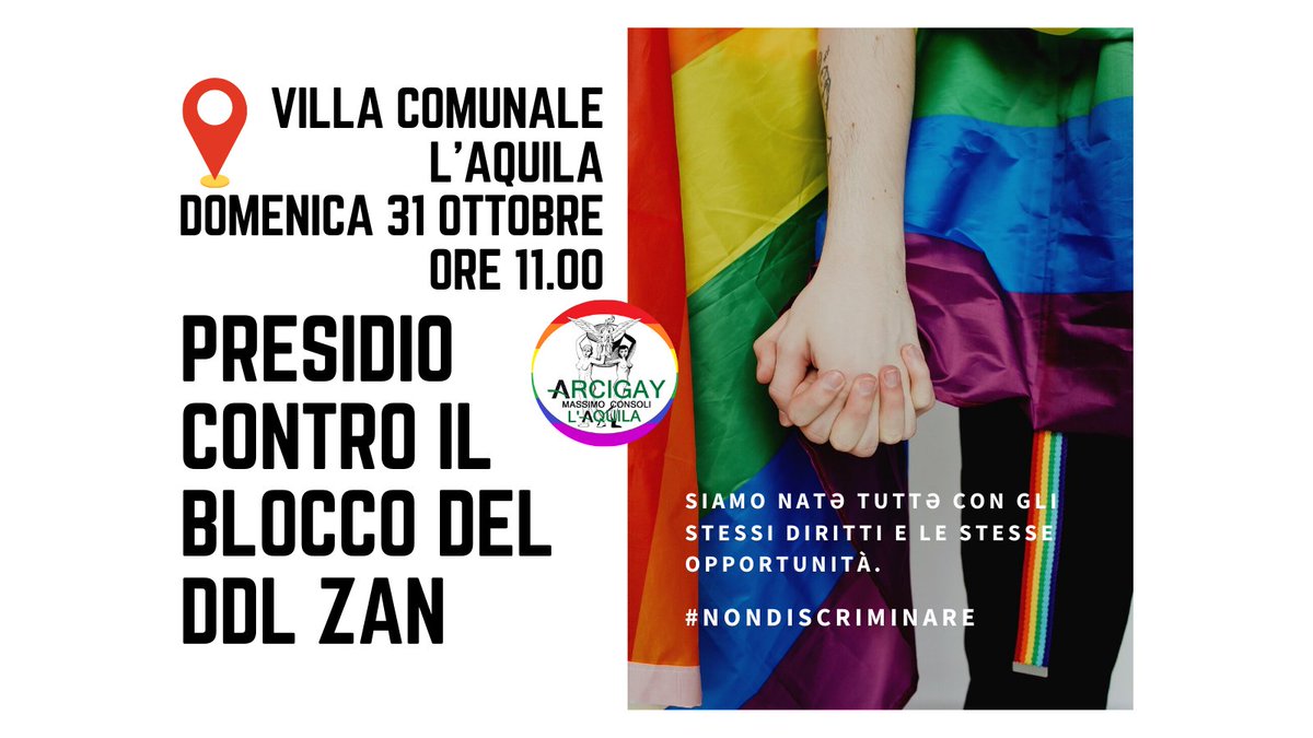 OMOTRANSFOBIA, ANCHE L’AQUILA TRA LE PIAZZE CHE SI MOBILITANO CONTRO L'AFFOSSAMENTO DEL DDL ZAN Leggi qui il comunicato: arcigay.it/eventi/presidi… #arcigay #arcigayaq #ddlzan
