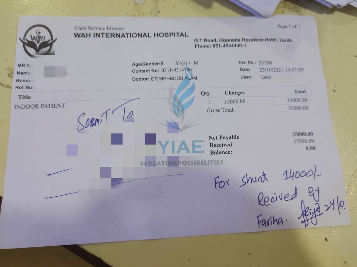 yiaeofficial's tweet photo. The child who had a tumour &amp; a shunt obstruction in his brain received surgery by the mercy of Almighty. The surgery was successful, &amp; he is currently receiving therapy in the hospital.Without your generosity, we would not have been able to collect these contributions. https://t.co/kaGqBxEzFv