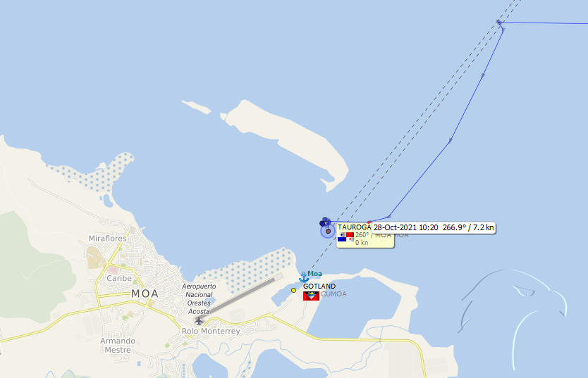 FlconEYES's tweet photo. VIAJE 19 desde Sept2020 DICTADURA🇨🇺GASOLINERA, #IMO9031985 #TAUROGAS llegó a Moa, en espera que se vacíe el espigón para cargar Gasolina. #cubarcos #15ncuba #cubaesunadictadura #cuba #soscuba #abajoladictadura #abajoelcomunismo #abajoelpcc #29Oct
https://t.co/IyI6cge28y https://t.co/1UF2I6VgwS