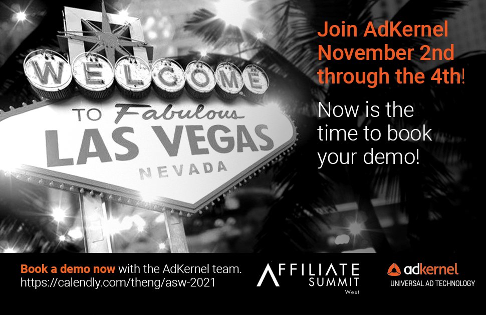 adkernel's tweet image. Join us at ASW Vegas November 2-4. Ask us about AI bid optimization and CPA Suite, White Label DSP, Multi-Video Platform for VAST Tags and RTB and Display RTB.
Book a demo here: calendly.com/theng/asw-2021 #affiliate